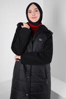Tesettür giyim SİYAH ALVİNA KAPÜŞONLU KABAN T 90428