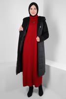 Tesettür giyim SİYAH ALVİNA KAPÜŞONLU KABAN T 90428
