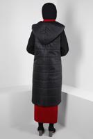 Tesettür giyim SİYAH ALVİNA KAPÜŞONLU KABAN T 90428