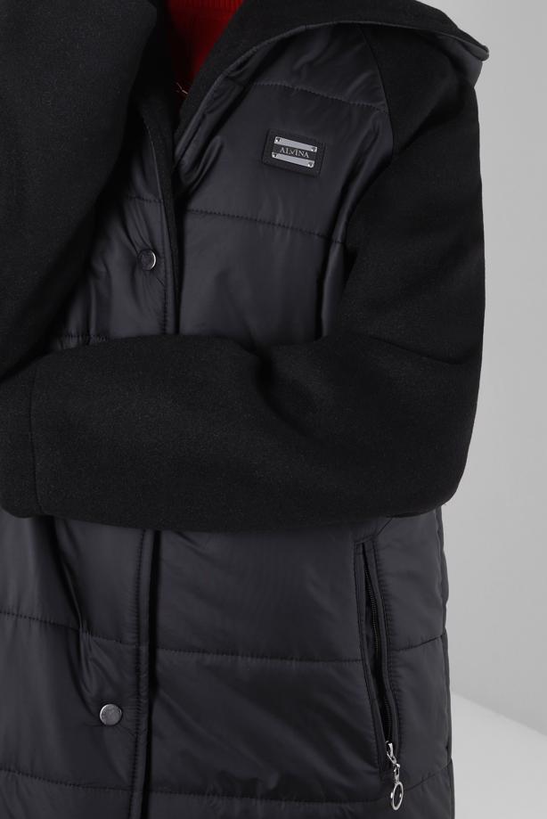 Tesettür giyim SİYAH T 90428 ALVİNA NEW SAFİR KABAN 38/46 - TRENDTESETTÜR