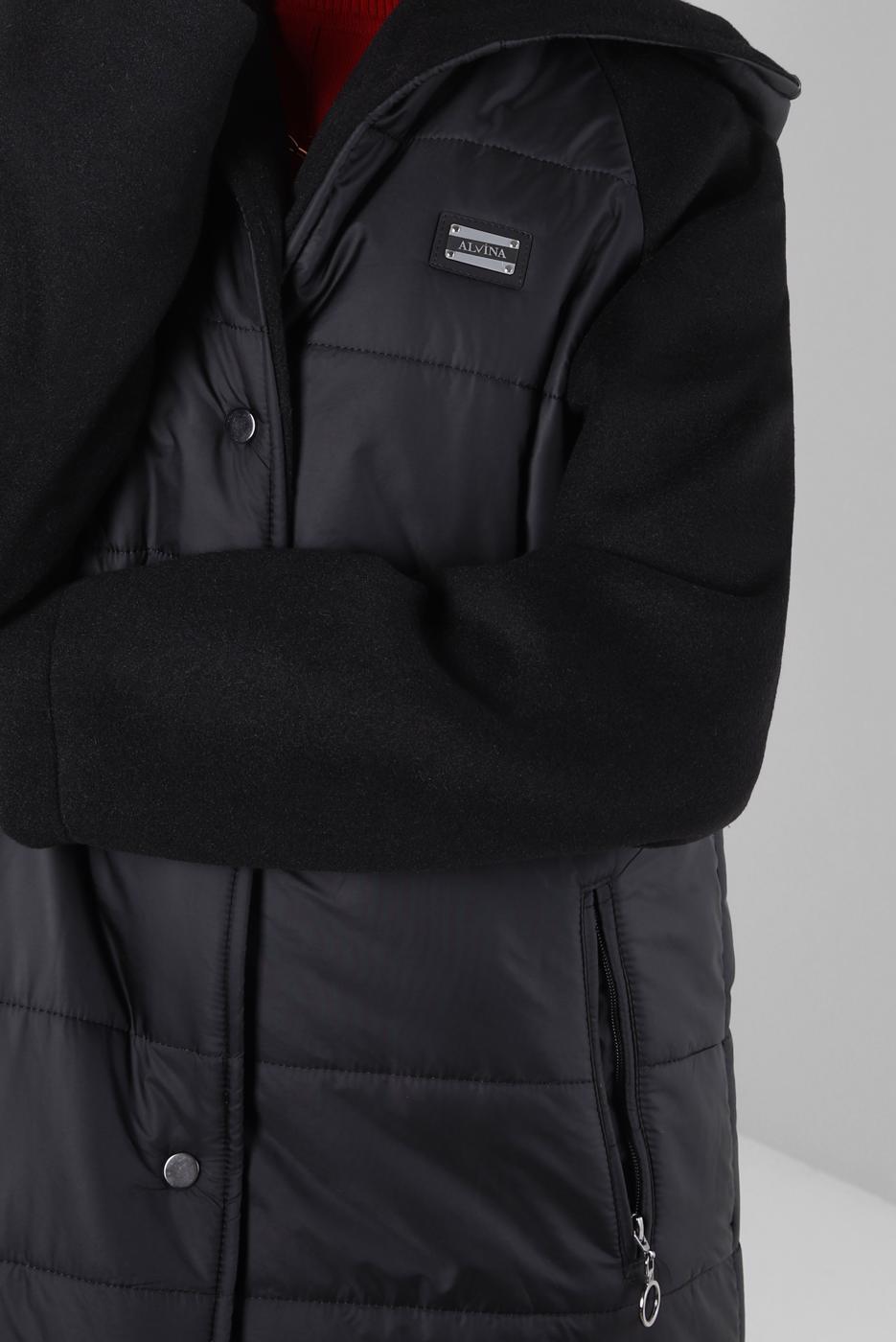 Tesettür giyim SİYAH ALVİNA KAPÜŞONLU KABAN T 90428