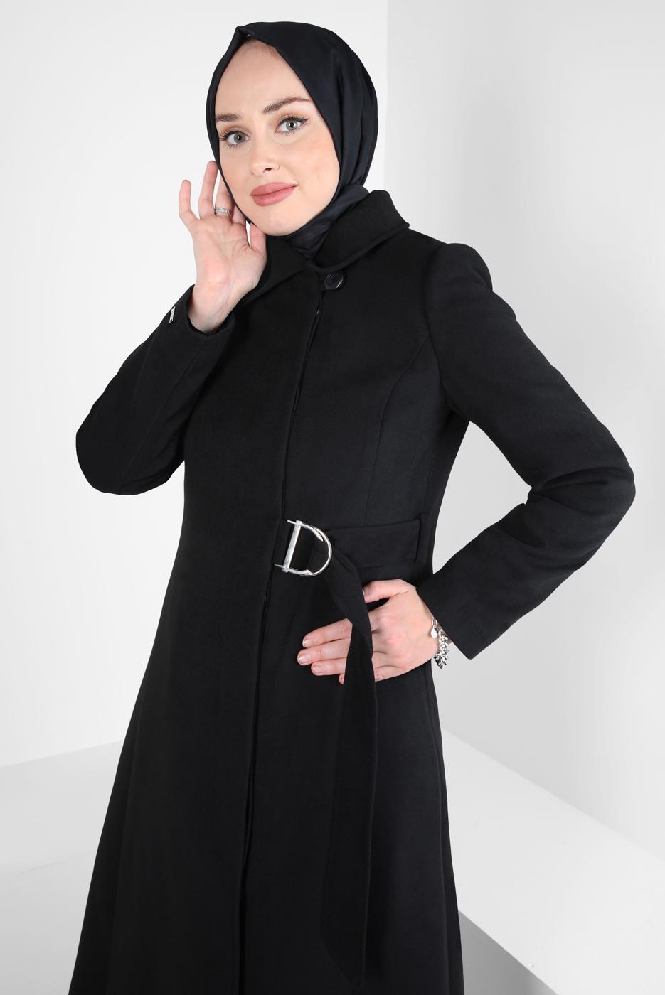 Hijab clothing BLACK ALVINA BELTED COAT T 90443