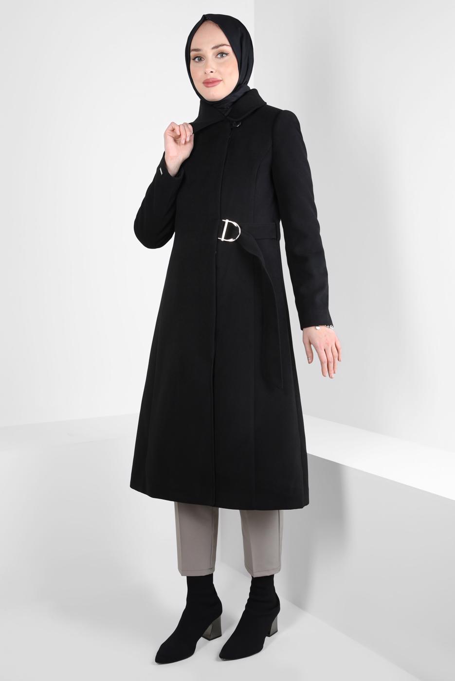 Hijab clothing BLACK ALVINA BELTED COAT T 90443