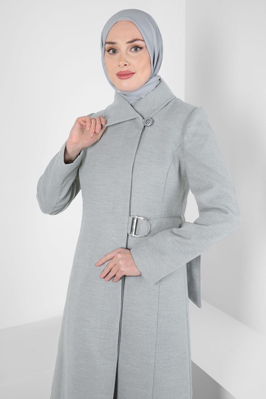 Vêtements hijab GRIS ALVINA MANTEAU CEINTURÉ T 90443