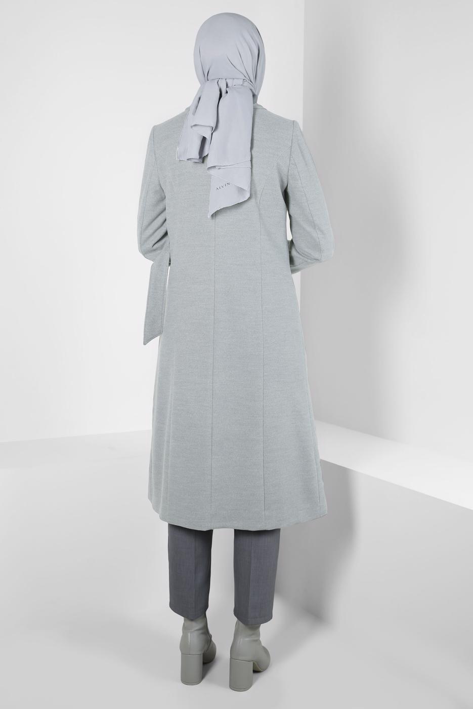 Vêtements hijab GRIS ALVINA MANTEAU CEINTURÉ T 90443