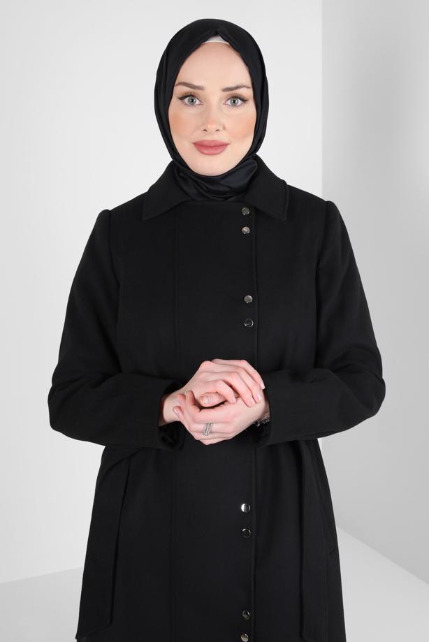 Hijab clothing BLACK T 90449ALVİNA MOLLY KABAN 38/44 TEK40 - TRENDTESETTÜR