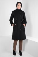 Hijab clothing BLACK ALVINA BELTED COAT T 90449