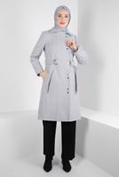 Hijab clothing GREY ALVINA BELTED COAT T 90449