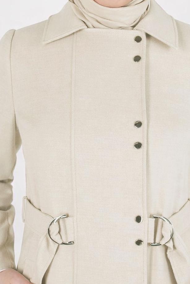 Vêtements hijab BEIGE ALVINA MANTEAU CEINTURÉ T 90449 - TRENDTESETTÜR