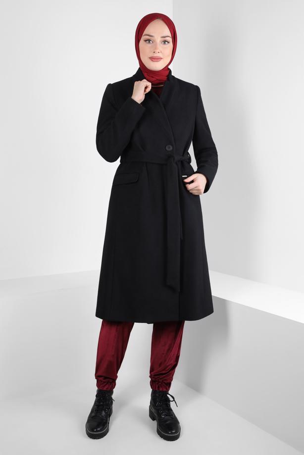 Hijab clothing BLACK T 90454 ALVİNA 8239 KABAN 38/46 TEK40 - TRENDTESETTÜR