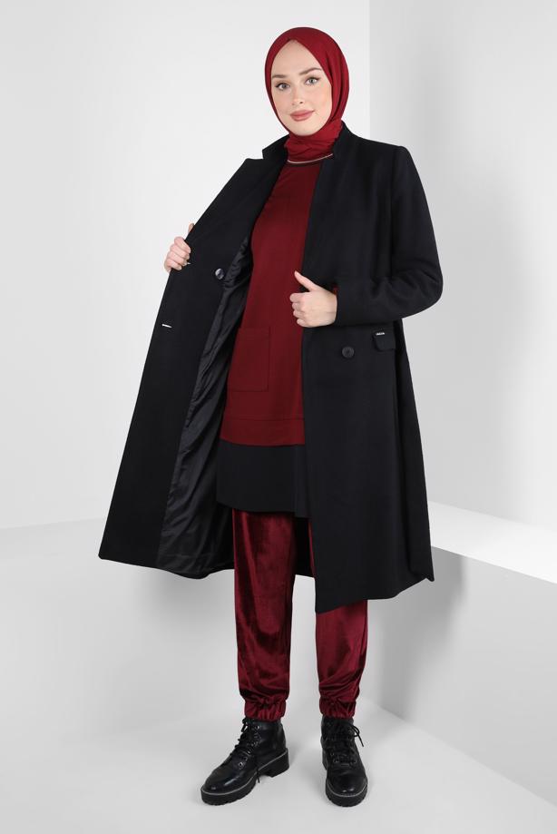Hijab clothing BLACK T 90454 ALVİNA 8239 KABAN 38/46 TEK40 - TRENDTESETTÜR
