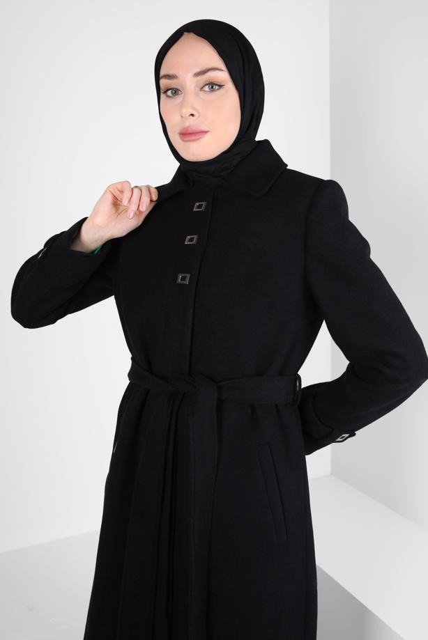 Hijab clothing BLACK T 90456 ALVİNA 8239 KABAN 40/48 TEK42 - TRENDTESETTÜR