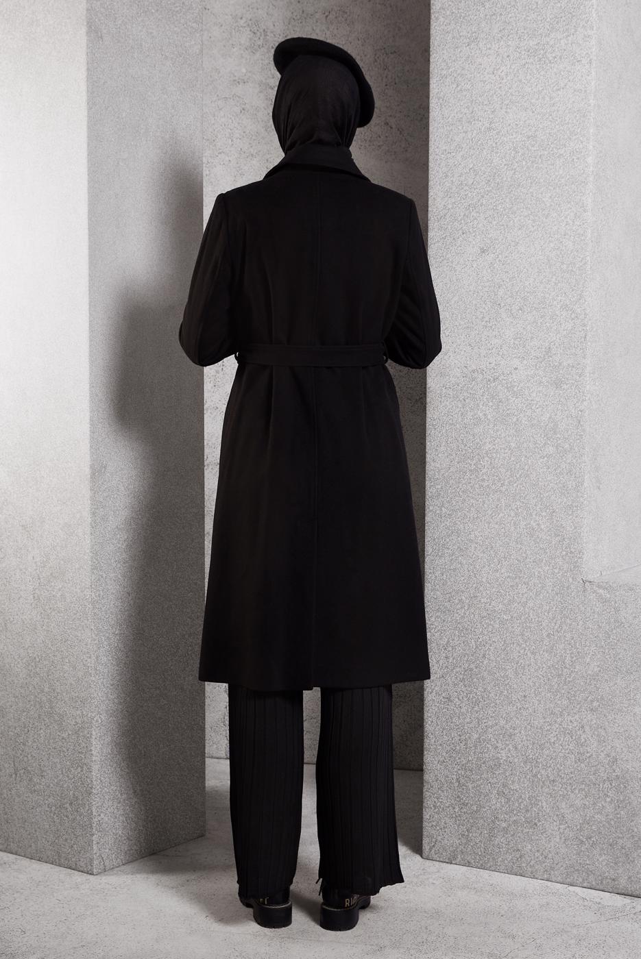 Hijab clothing BLACK ALVINA BELTED COAT T 90473