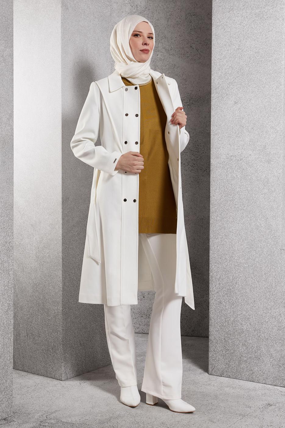 Hijab clothing CREAM ALVINA BELTED COAT T 90473