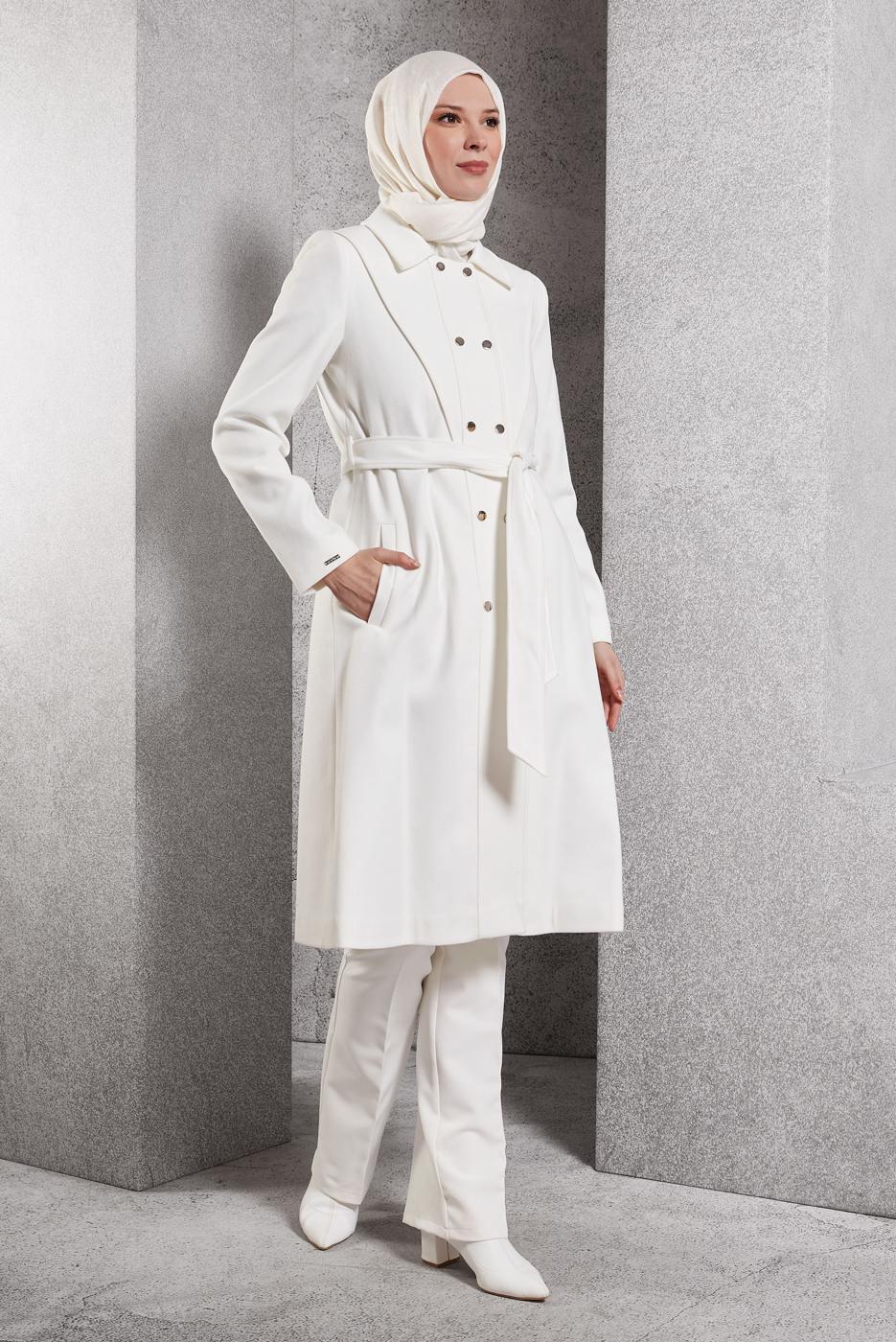 Hijab clothing CREAM ALVINA BELTED COAT T 90473