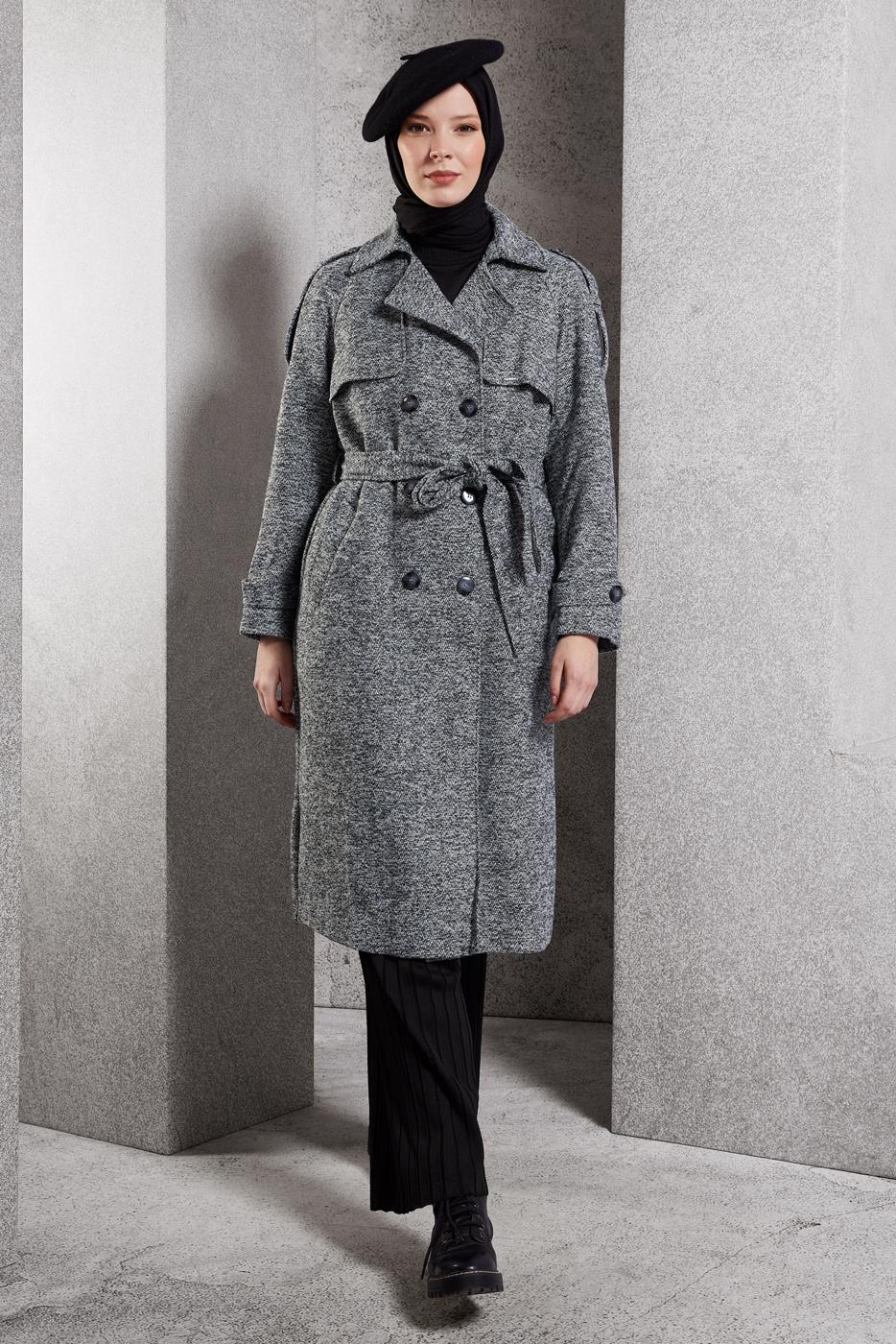 Hijab clothing GREY ALVINA BELTED COAT T 90474-1