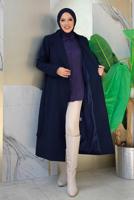 Vêtements hijab BLEU MARINE MANTEAU CEINTURE T 9157