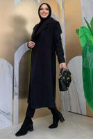 Tesettür giyim SİYAH BÜYÜK BEDEN KAŞE KABAN T 9157-1
