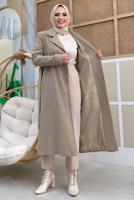 Tesettür giyim VİZON BÜYÜK BEDEN KAŞE KABAN T 9157-1