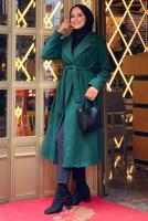 Tesettür giyim YEŞİL BÜYÜK BEDEN KAŞE KABAN T 9157-1