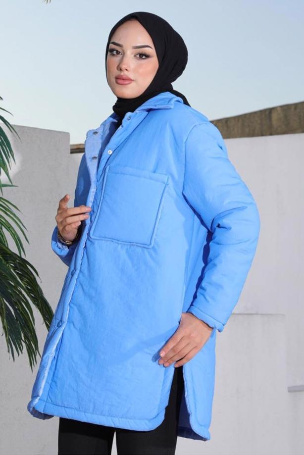 Hijab clothing BLUE PUFFER COAT T 118 - TRENDTESETTÜR