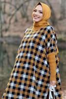 Tesettür giyim TURUNCU TRİKO PANÇO T 10222