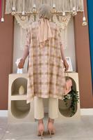 Tesettür giyim PUDRA TRİKO PANÇO T 10222