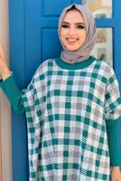 Tesettür giyim MAVİ TRİKO PANÇO T 10222