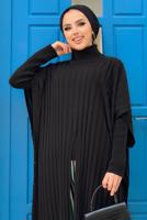 Tesettür giyim SİYAH YARASA KOL BOĞAZLI YAKA TRİKO PANÇO T 04222