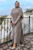 Hijab clothing MINK BAT-WING SLEEVE TURTLENECK KNITWEAR PONCHO T 04222