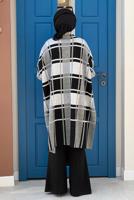Vêtements hijab NOIR PONCHO TRICOT À CARREAUX T 20222