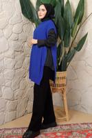 Hijab clothing NAVY BLUE TIED SIDE SLEEVELESS KNITWEAR PONCHO T 5208