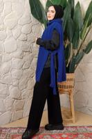 Tesettür giyim LACİVERT FERMUAR DETAYLI KOLSUZ TRİKO PANÇO T 6208