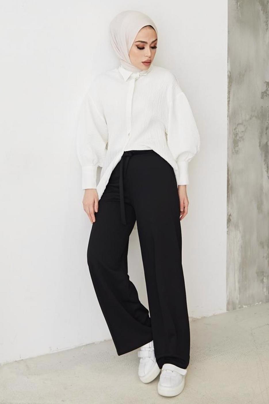 Hijab clothing BLACK WIDE LEG PANTS T 0402