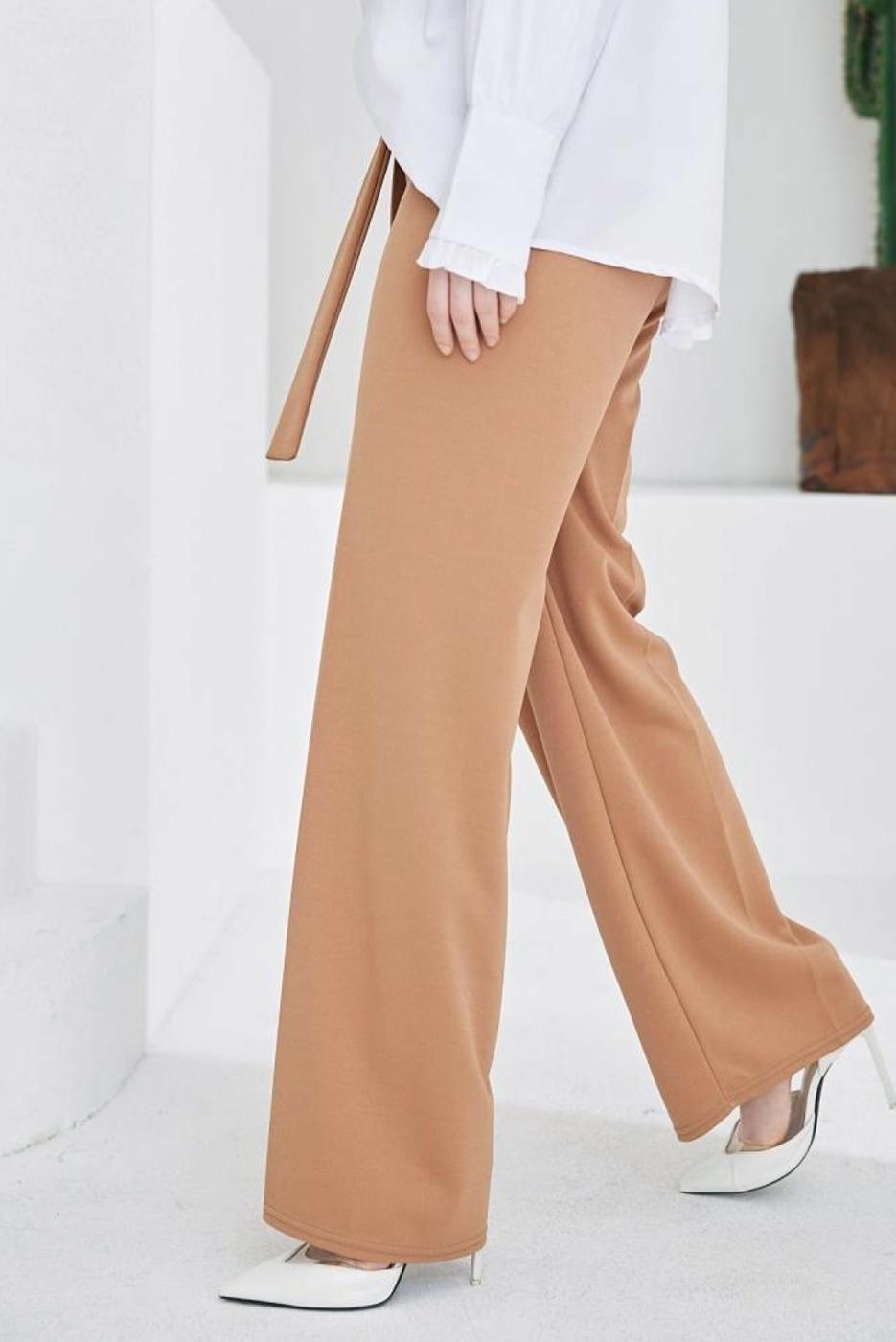 Hijab clothing BEIGE WIDE LEG PANTS T 0402
