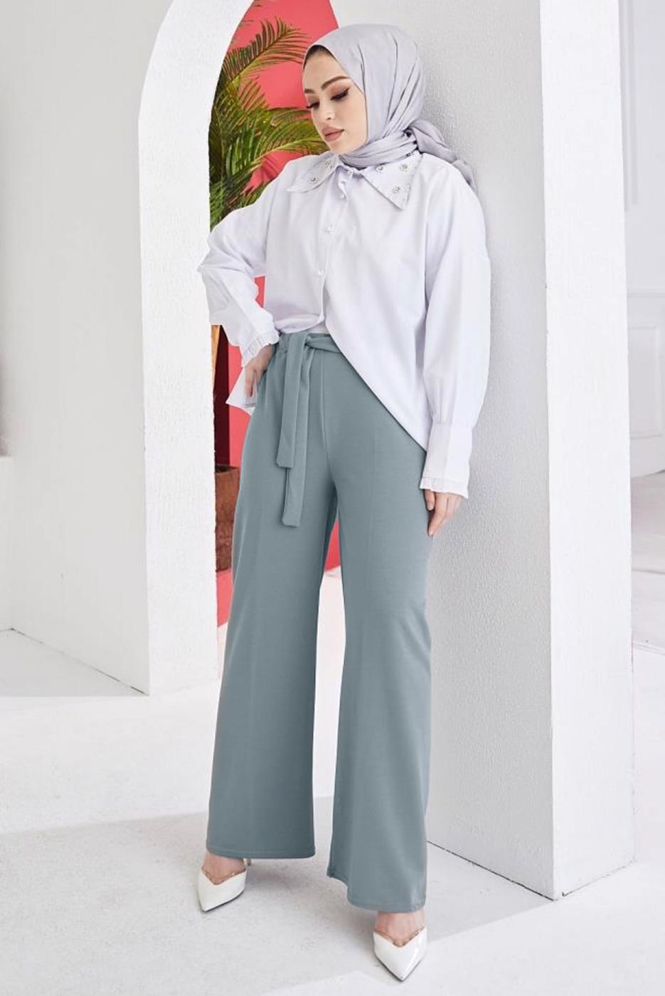 Vêtements hijab GRIS PANTALON LARGE T 0402