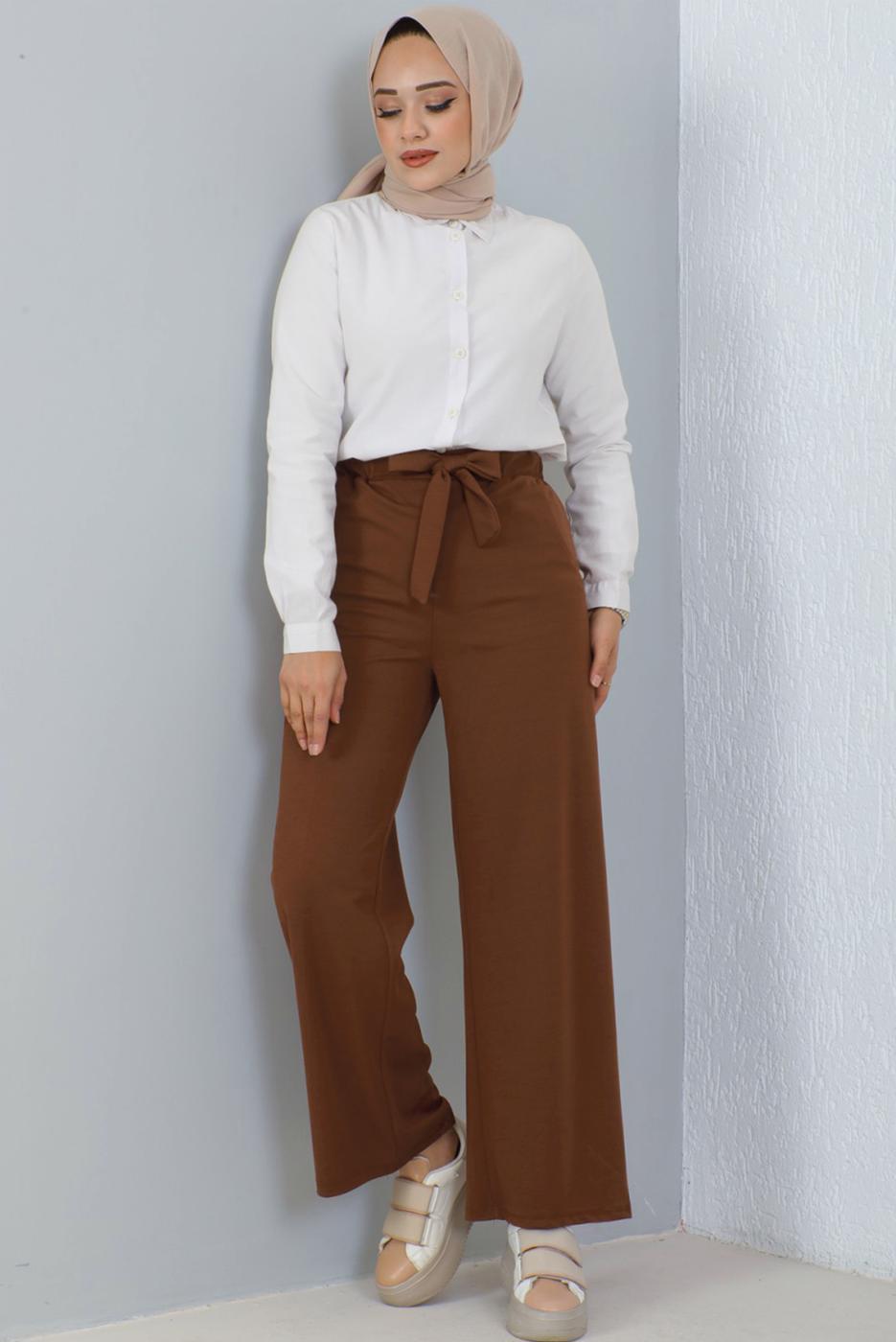 Vêtements hijab BRUN PANTALON LARGE T 0402