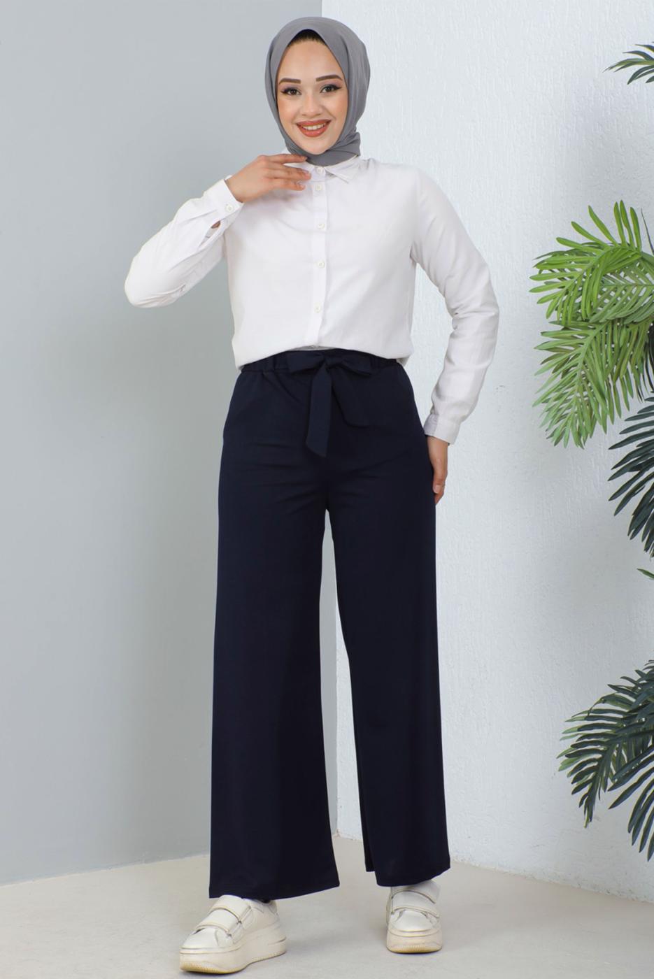 Vêtements hijab BLEU MARINE PANTALON LARGE T 0402