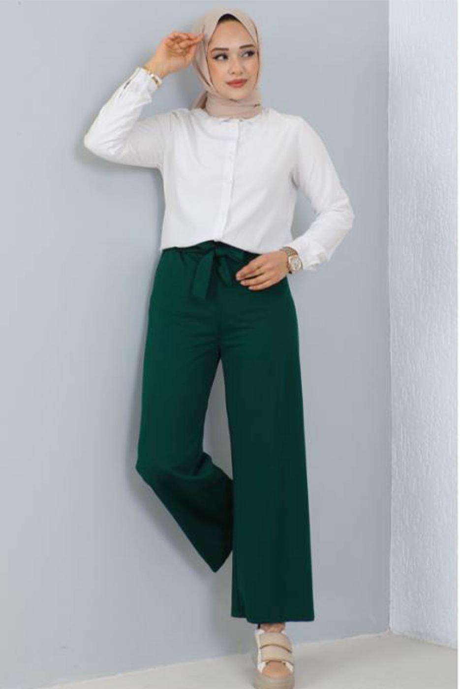 Vêtements hijab VERT PANTALON LARGE T 0402