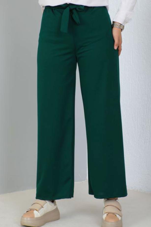 Tesettür giyim YEŞİL GENİŞ PAÇA PANTOLON T 0402 - TRENDTESETTÜR