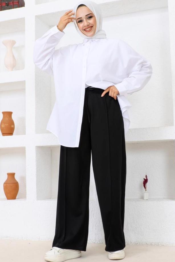 Tesettür giyim SİYAH BOL PAÇA PANTOLON T 2403 - TRENDTESETTÜR