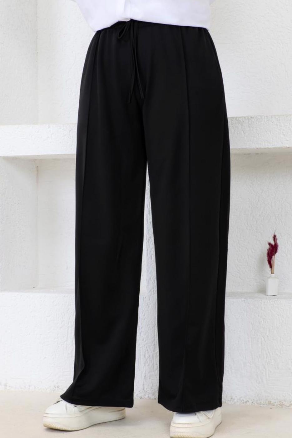 Hijab clothing BLACK WIDE LEG PANTS T 2403
