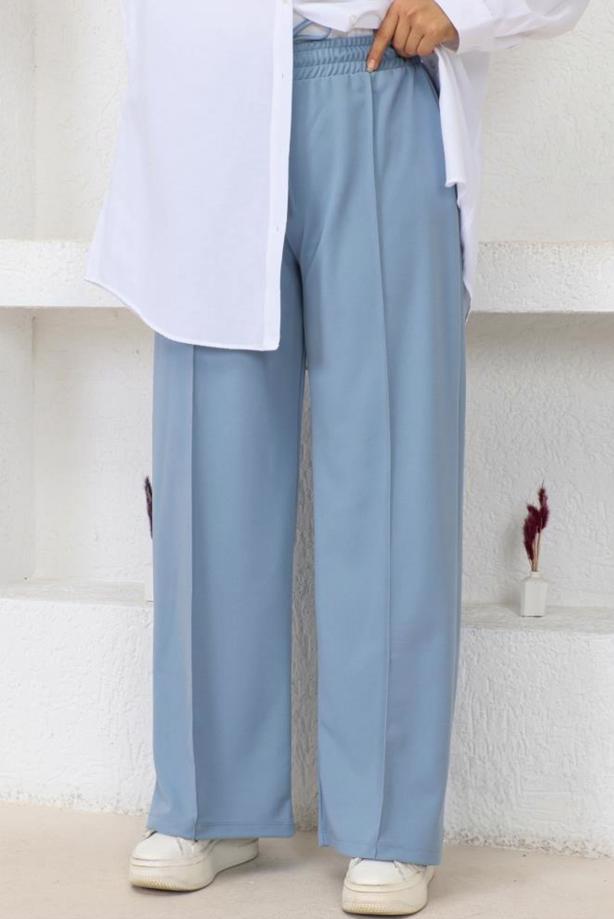 Tesettür giyim MAVİ BOL PAÇA PANTOLON T 2403 - TRENDTESETTÜR