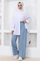 Vêtements hijab BLEU PANTALON LARGE T 2403
