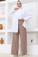 Tesettür giyim VİZON BOL PAÇA PANTOLON T 2403