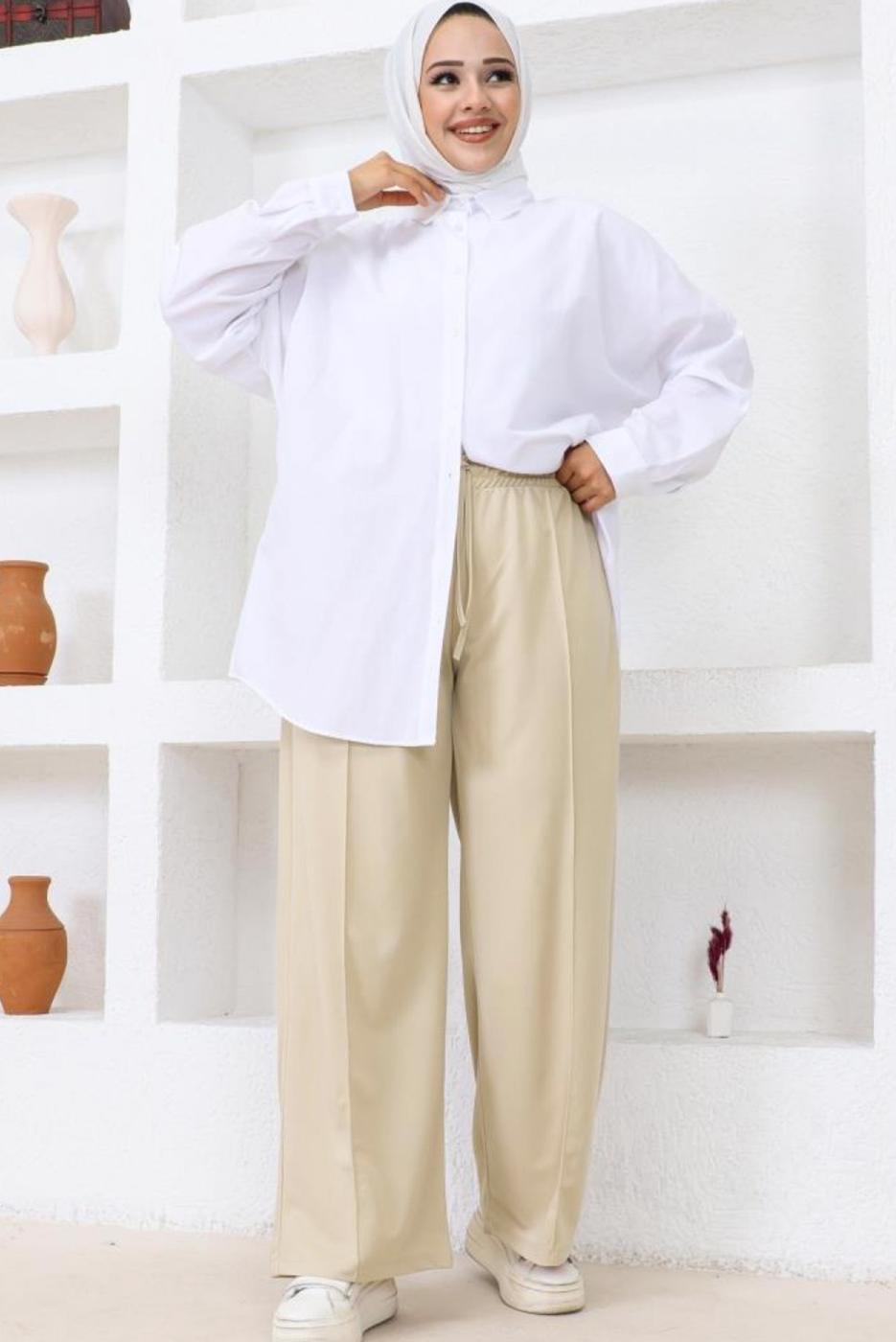 Vêtements hijab BEIGE PANTALON LARGE T 2403