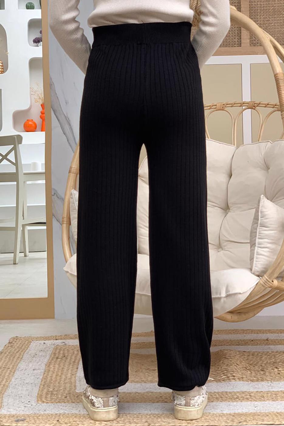 Vêtements hijab NOIR PANTALON EN MAILLE CORDÉ T 2922