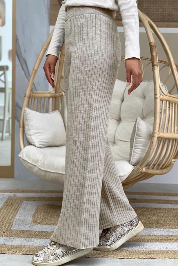 Tesettür giyim VİZON FİTİLLİ TRİKO PANTOLON T 2922 - TRENDTESETTÜR