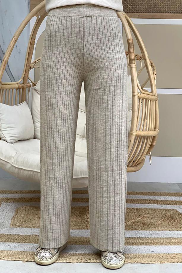 Tesettür giyim VİZON FİTİLLİ TRİKO PANTOLON T 2922 - TRENDTESETTÜR