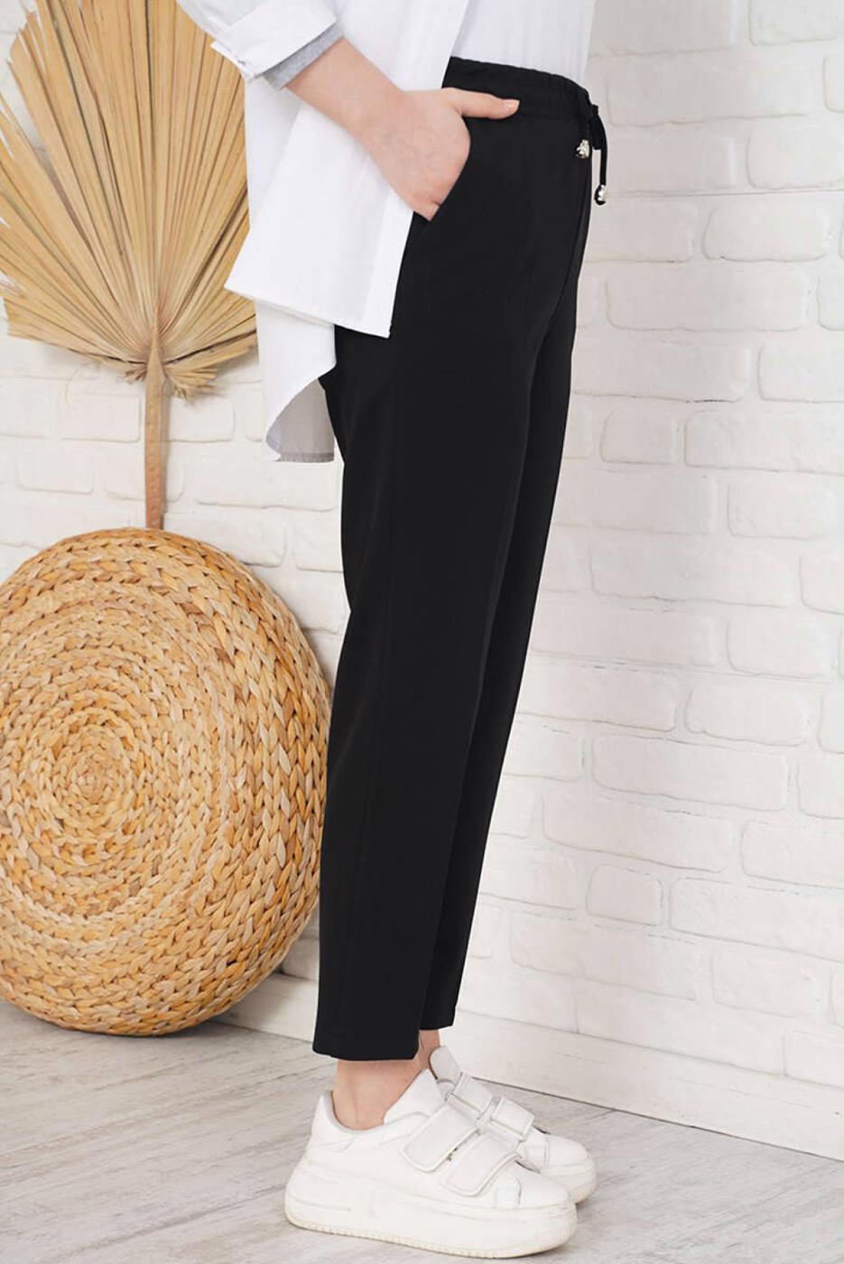 Vêtements hijab NOIR PANTALON À TAILLE ÉLASTIQUE T 4266